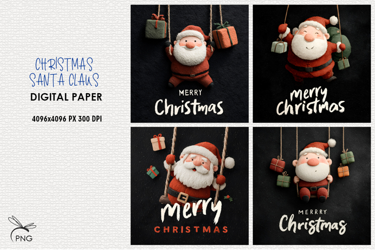 Christmas Santa Claus digital paper, background clipart