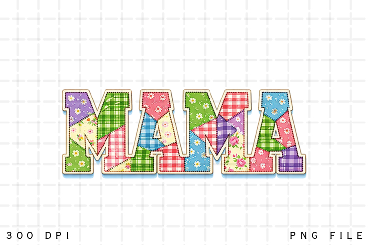 Mama Patchwork Floral Quilt Style Retro Motherhood