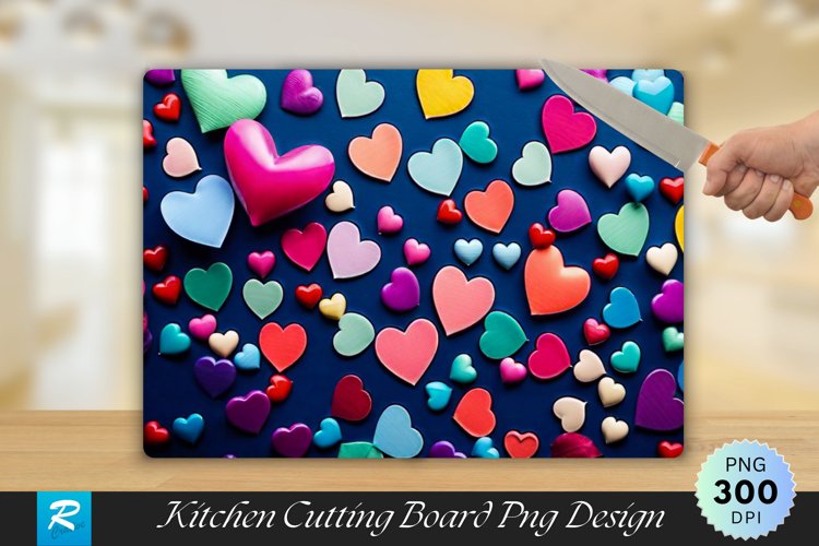 Colorful Hearts Cutting Board Sublimation Design example image 1