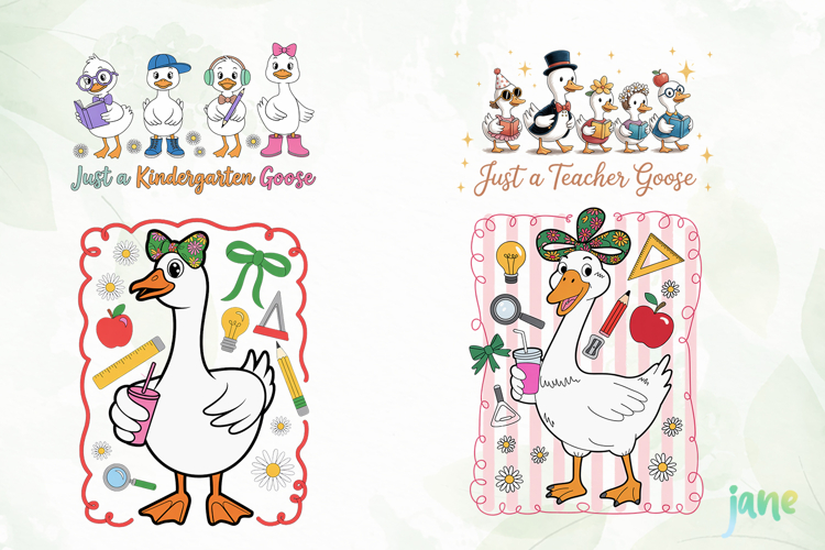 Back To School Goose Sublimation Clipart