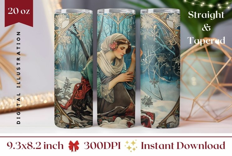 Christmas Tumbler Sublimation, Winter Forest Tumbler Design
