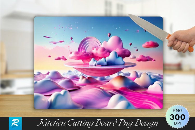 3D Pink sky Cutting Board Sublimation Design example image 1