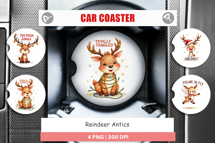 Reindeer Antics Car Coaster