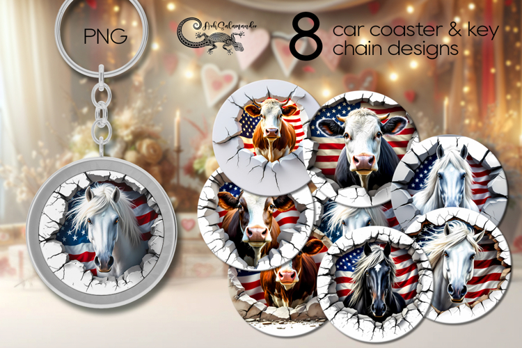 Horse & wall | style Car coaster & key chain sublimation