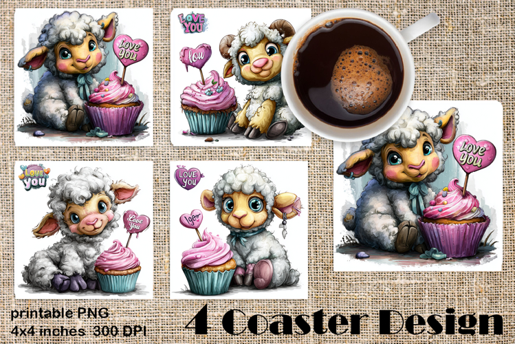 Happy Easter Square Coaster Sublimation. Funny sheep
