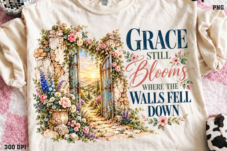Grace Still Blooms Shirt PNG, Christian Floral Grace Shirt D example image 1