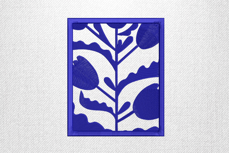 Bold Blue Floral Frame Embroidery Design