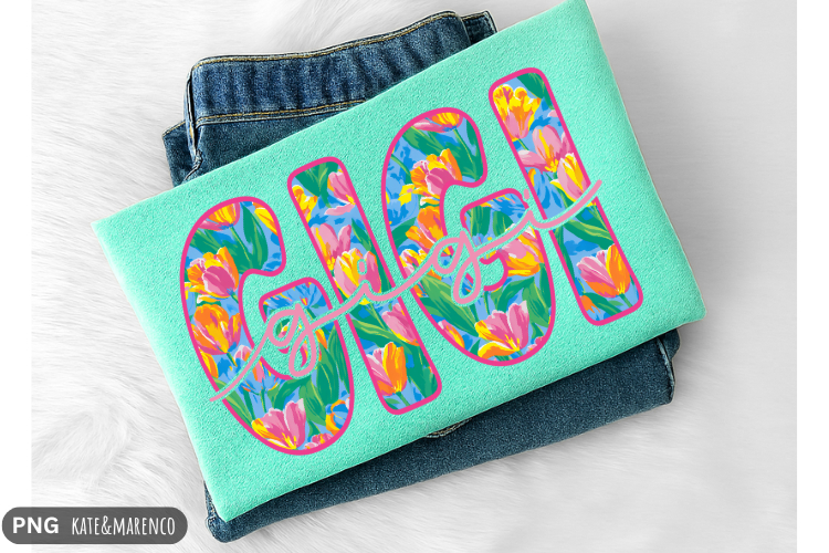 Gigi PNG | Preppy Gigi PNG | Spring Summer Floral Gigi PNG