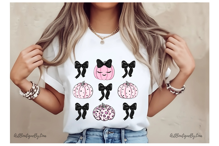 Pink Pumpkin with Black Bow PNG