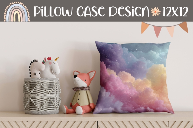 Glitter Sky Pillow, Clouds Pillow Sublimation Design