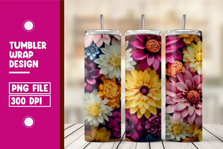 Colorful Flower Tumbler Warp Design