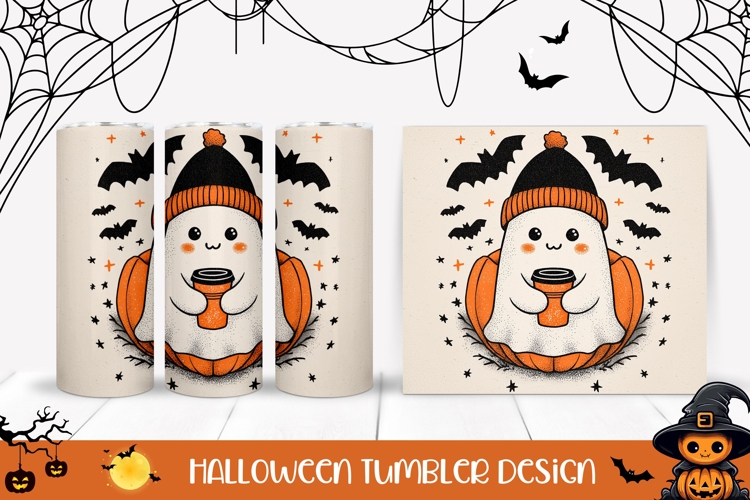 Doodle Halloween Tumbler, Halloween Bats Tumbler Template