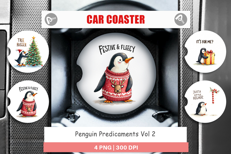 Penguin Predicaments Car Coaster