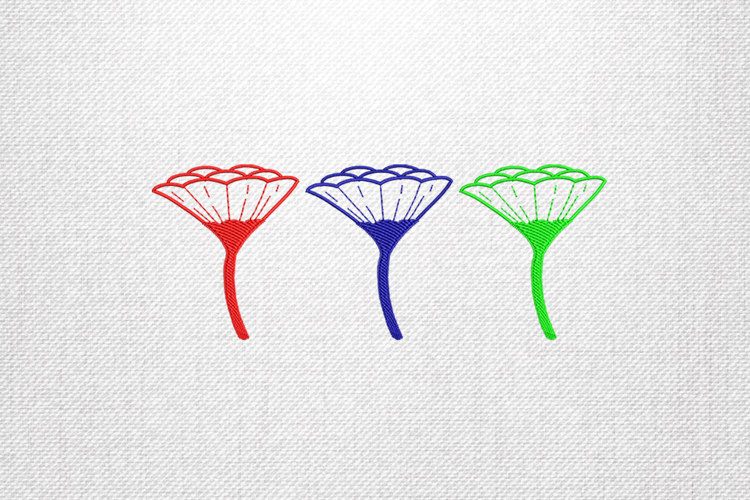 Colorful Triple Flower Embroidery Design Pattern