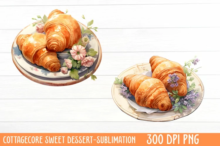 Cottagecore Sweet Dessert Sublimation, Watercolor Clipart