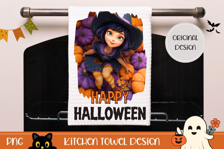 3D Halloween Witch Towel, Halloween Pumpkins Towel Design