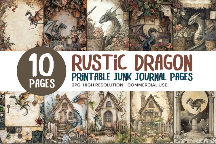 Rustic Dragon Junk Journal Pages example image 1