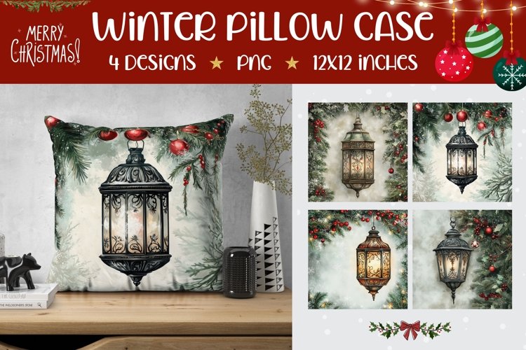 Cozy Christmas Pillowcase, Christmas Lantern Pillow Case example image 1