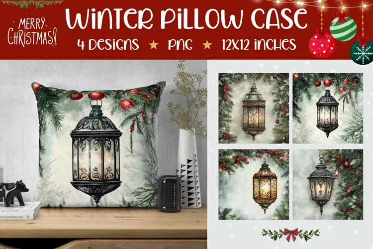 Cozy Christmas Pillowcase, Christmas Lantern Pillow Case