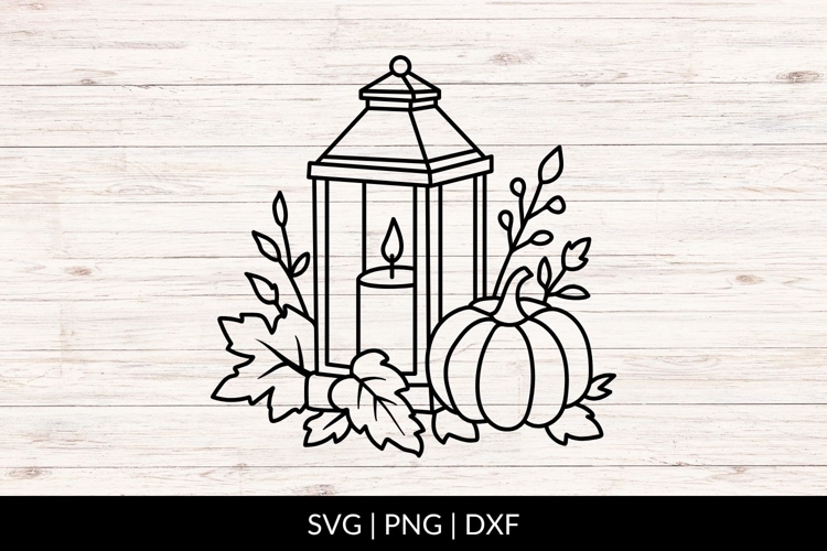 Hand Drawn Fall Candle With Autumn Leaves SVG