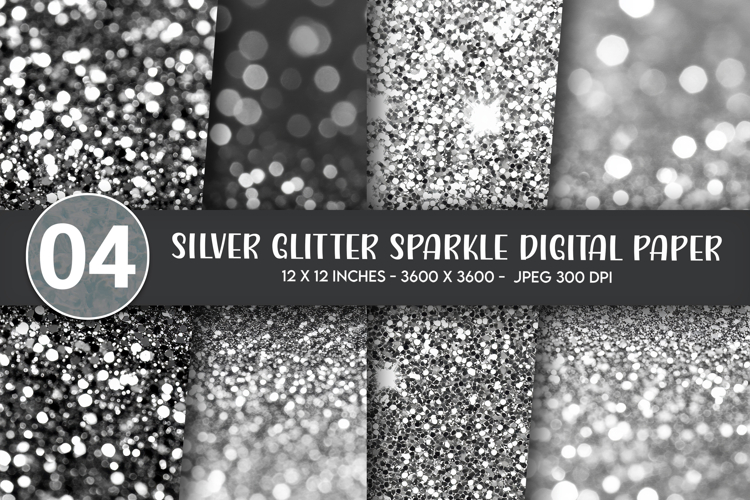 Silver Glitter Sparkle Digital Paper