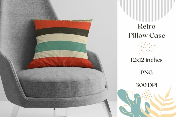 Retro Pillow Case Design, Colorful Stripes Pillow PNG example image 1