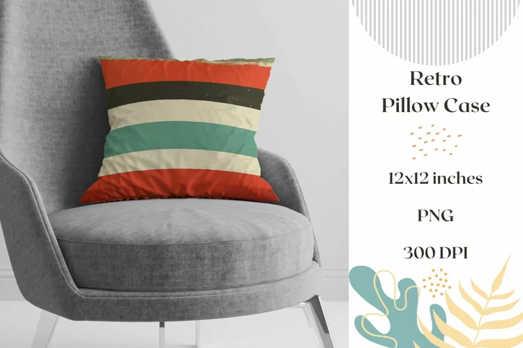 Retro Pillow Case Design, Colorful Stripes Pillow PNG
