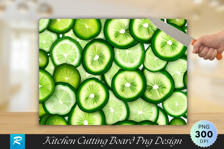 Cucumber Slices Cutting Board Sublimation Design