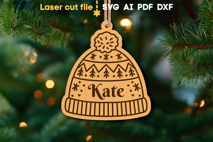 Hat Christmas Ornament SVG laser cut files for Glowforge