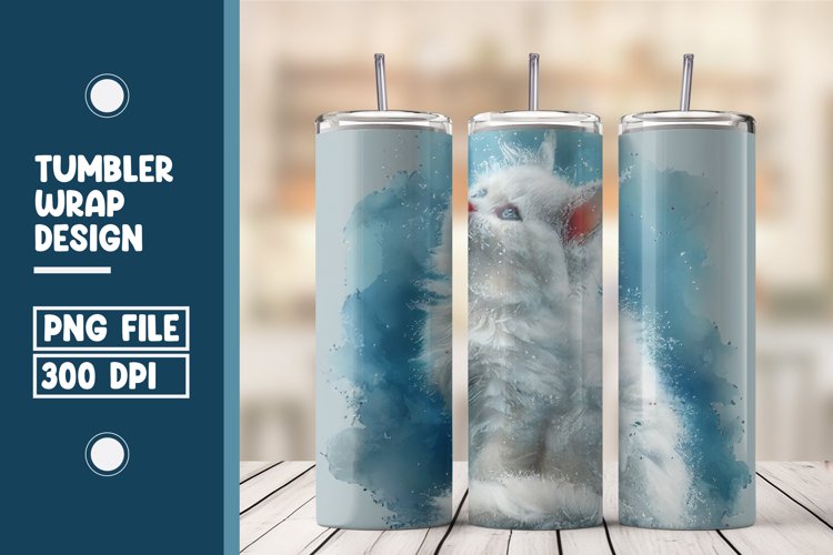 Watercolor Cat Tumbler Warp Design
