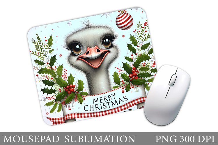 Ostrich Mouse Pad Sublimation. Christmas Mouse Pad Design example image 1