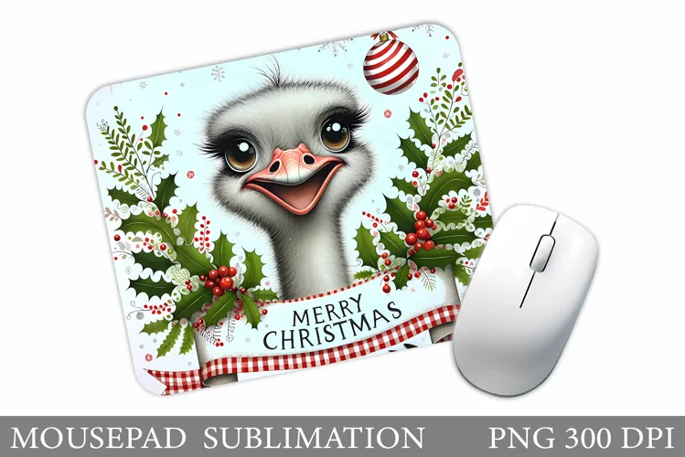 Ostrich Mouse Pad Sublimation. Christmas Mouse Pad Design