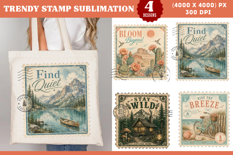 Vintage Travel Stamp Sublimation PNG