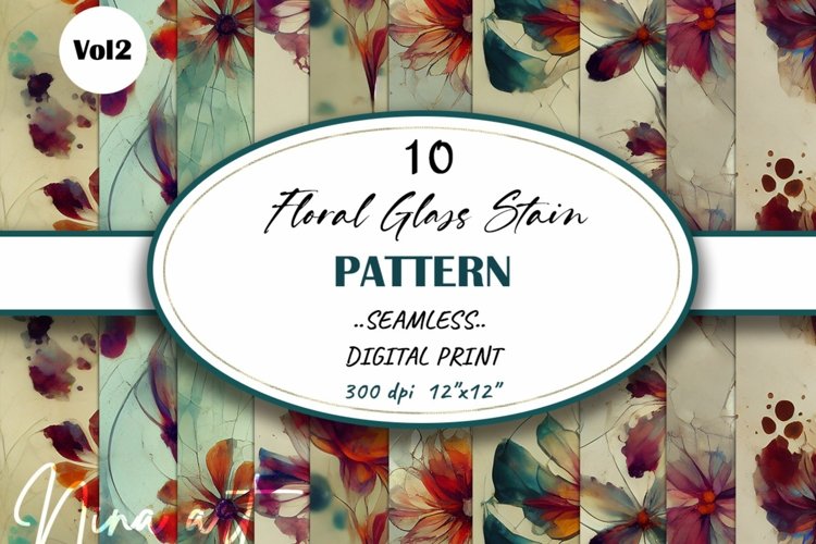 Broken Floral Glass Stains Seamless Digital Paper Volume 2