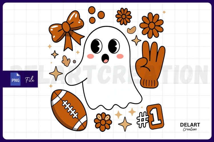Cute Football Ghost Clipart PNG Design