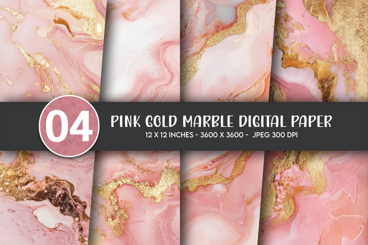 Pink Gold Marble Digital Paper