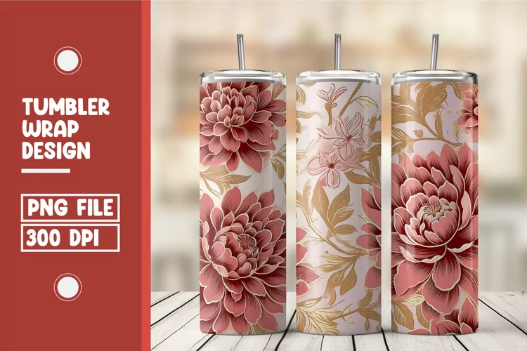 3D Flower Tumbler Wrap Design