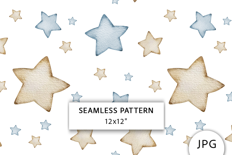 Watercolor Stars Seamless Pattern