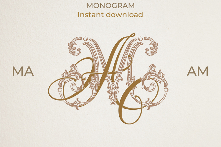 MA AM Wedding Monogram Logo | Elegant Initials Vector