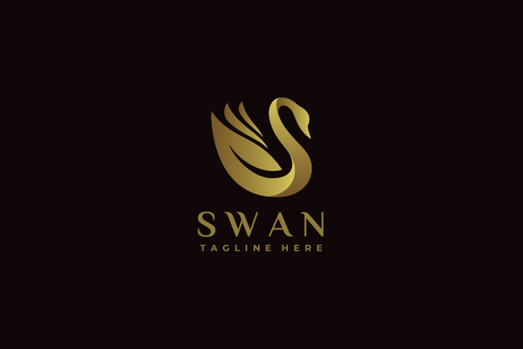 Swan Golden Logo Vector Illustration