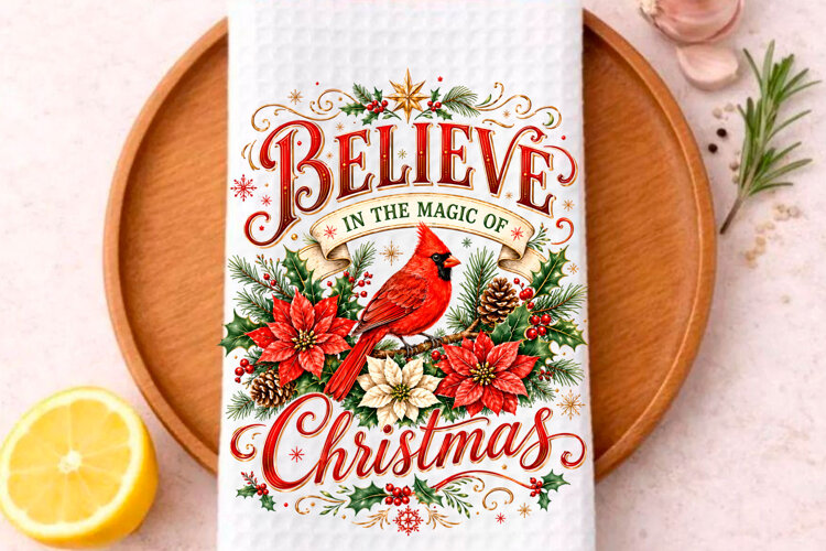 Believe in the Magic of Christmas Kitchen Towel Png example image 1