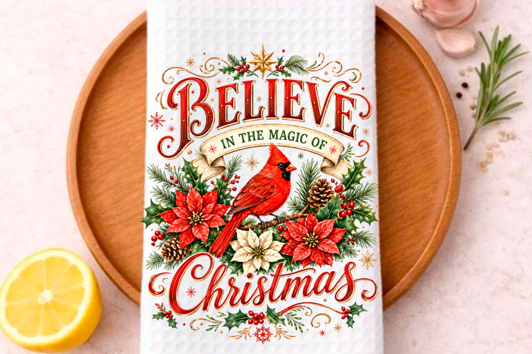 Believe in the Magic of Christmas Kitchen Towel Png