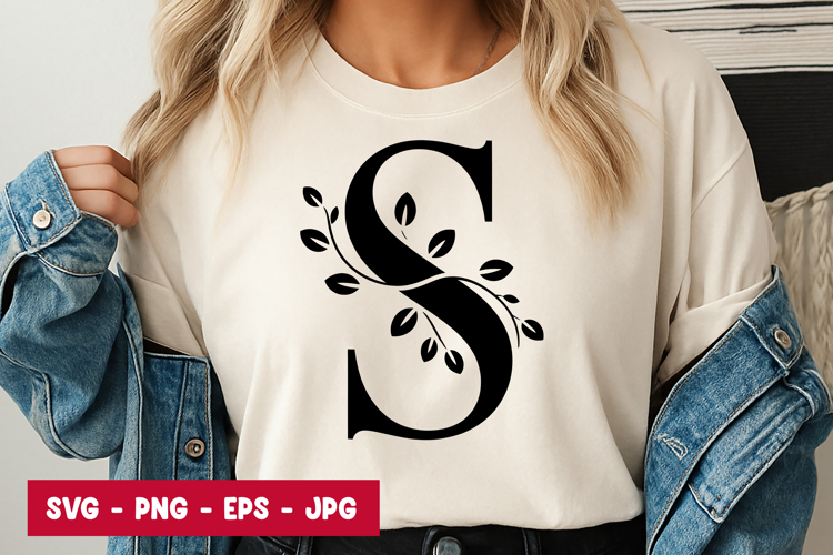 Letter S Floral Monogram SVG PNG