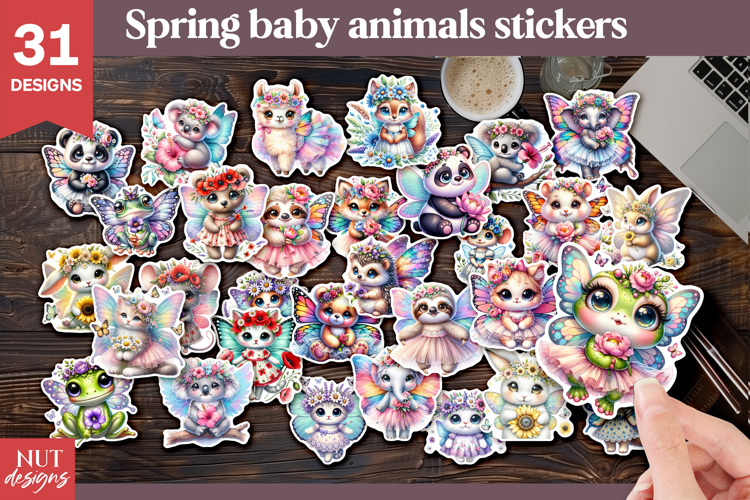 Spring Baby Animals Sticker Bundle Floral baby animals