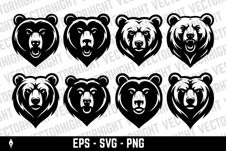 Angry bear head. Grizzly Bear Mascot Head. Design element