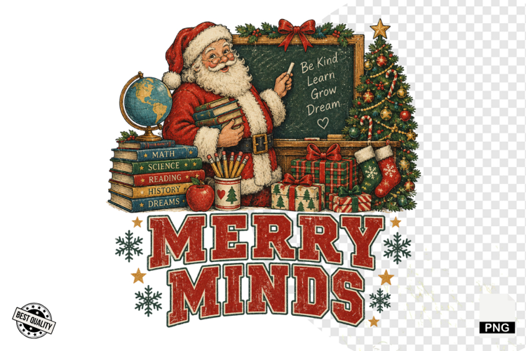 Santa In School Sublimation PNG
