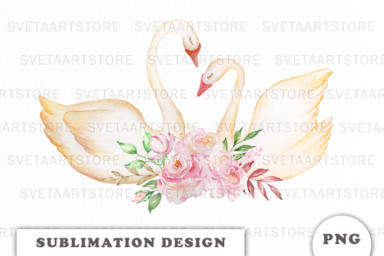 Watercolor Swan Princess png