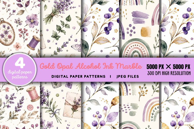 Gold Opal Alcohol Ink Marble JPG