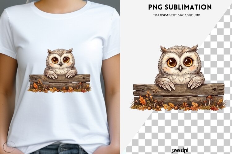 Peeking owl halloween png design for T-shirts example image 1