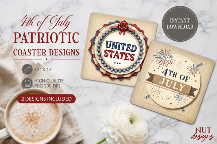 Patriotic Coaster Designs Retro 4th of July coaster